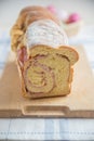 German Easter bread stuffed with ham