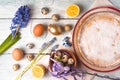 German Easter cake with decoration and flower on the white wooden table horizontal Royalty Free Stock Photo