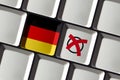 Election referendum Germany- German flag on computer keyboard online internet