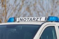 German emergency ambulance (NOTARZT) car stands on the street in altentreptow on may 2016.