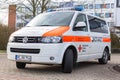 German emergency doctor notarzt car stands on a hospital