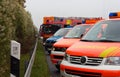 german emergency service cars stands in a row