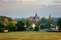 German fairytale castle in summer landscape. Castle Romrod in Hesse, Vogelsberg, Germany. Beautiful view on castle.