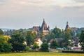 German fairytale castle in summer landscape. Castle Romrod in Hesse, Vogelsberg, Germany. Beautiful view on castle.