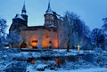 German fairytale castle in winter landscape. Castle Romrod in Hessen, Germany Royalty Free Stock Photo