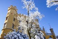 Old castle in the winter forest, Germany