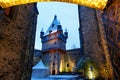 German fairytale castle in winter landscape. Castle Romrod in Hessen, Germany Royalty Free Stock Photo