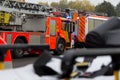 German firefighting trucks stands on freeway