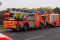 german firefighting trucks stands on freeway