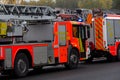 german firefighting trucks stands on freeway