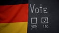 German flag on background, no answer in vote, social opinion poll, election