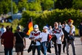 German football fans walk to soccer match Germany vs France
