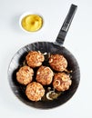 German frikadelle or meatballs served in a skillet Royalty Free Stock Photo