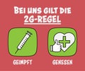 German 2G Rule sign, access for vaccinated and recovered people