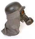 German gas mask and steel helmet