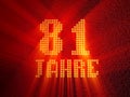 German golden number eighty-one years. 3D render Royalty Free Stock Photo