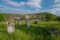 German graveyard near the saxon fortified church of Lechnitz, TRansylvania Royalty Free Stock Photo