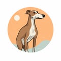 German Greyhound Comic Icon With Realistic Landscapes And Soft Tonal Colors