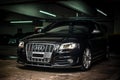 Front view of a black Audi S3