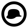 German helmet of World War two 2 stahlhelm ww2 icon in circle round black color vector illustration image solid outline style Royalty Free Stock Photo