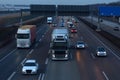 German highway traffic in dusk Royalty Free Stock Photo