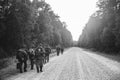 German Infantry Soldier In World War II Marching Walking Along F Royalty Free Stock Photo