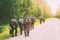 German Infantry Soldier In World War II Marching Walking Along F Royalty Free Stock Photo