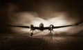 German Junker (Ju-88) night bomber at night. Artwork decoration with scale model of jet-propelled plane in possession Royalty Free Stock Photo