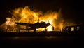 German Junker (Ju-88) night bomber at night. Artwork decoration with scale model of jet-propelled plane in possession Royalty Free Stock Photo