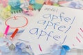 German; Kids Writing Name of the Fruits for Practice