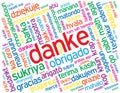 Colorful DANKE card with translations into many languages