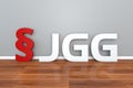 German Law JGG abbreviation for Juvenile Court Act 3d illustration Jugendgerichtsgesetz Royalty Free Stock Photo