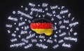 German Learning Deutsch Foreign language school fluency improvement Human brain letters word 3d render Listening Reading