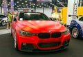 German luxury BMW red car. Back view Royalty Free Stock Photo