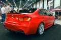 German luxury BMW red car. Back view Royalty Free Stock Photo