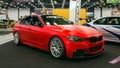 German luxury BMW red car. Back view Royalty Free Stock Photo