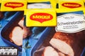 German Maggi instant sauce packages, owned by Nestle. Maggi is an international brand of soups, stocks, bouillon cubes, ketchup,