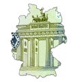 5 german mark bank note reverse in shape of germany