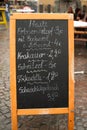 German menu board on the street Royalty Free Stock Photo