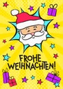 German Merry Christmas pop art banner with Santa Claus Royalty Free Stock Photo