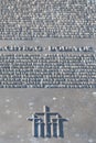 German military cemetery in autumn with mountains in the background and many graves of soldiers killed in the Second World War. Royalty Free Stock Photo