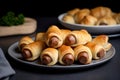 German mini sausages dough. Generate Ai