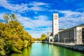 German museum in Munich with Isar river, Germany