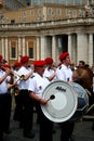 German musicians playing instruments in the Vatican`s Piazza San Pietro.