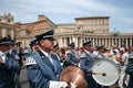 German musicians playing instruments in the Vatican`s Piazza San Pietro. Royalty Free Stock Photo