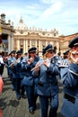 German musicians playing instruments in the Vatican`s Piazza San Pietro. Royalty Free Stock Photo