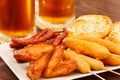 German national dishes with beer. Oktoberfest traditional food Royalty Free Stock Photo