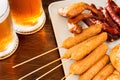 German national dishes with beer. Oktoberfest traditional food Royalty Free Stock Photo