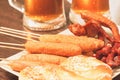 German national dishes with beer. Oktoberfest traditional food