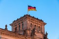 German national flag on top of Reichstag building Royalty Free Stock Photo